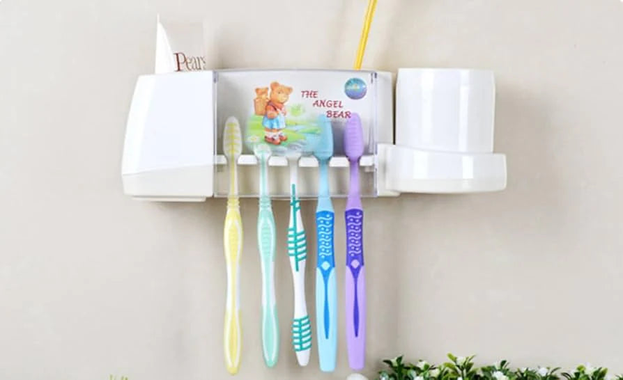 5 Slot Toothbrush Holder Storage Box Multifunctional Bathroom Organizer for Toothbrushes Toothpaste