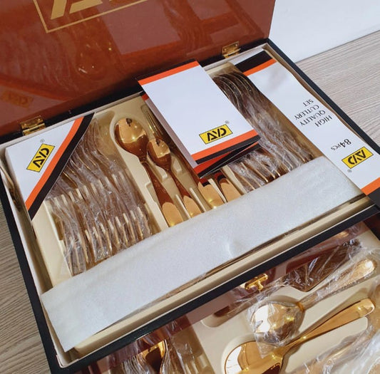 AYD 84-Piece Golden Stainless Steel Cutlery Set