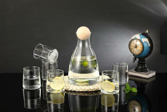 7-Piece Nordic Classic Glass Water Set with Cork Lid