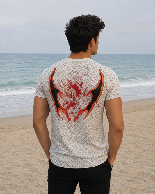 CLEARANCE SALE-White Tee Shirt | Large Size Performance Training Tee | Fitness Workout Sports Top | Unique Design Athletic Wear