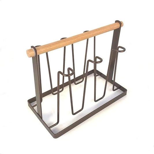Iron Drain Cup Holder Glass Holder with Wooden Handle