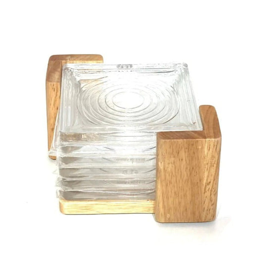 Acrylic Coaster Set of 6pcs with Wooden Stand