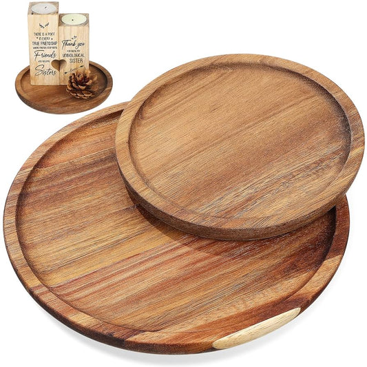4Pcs Set(8", 10", 13", 16") Pizza Serving Round Wooden Trays " Pure Wooden "