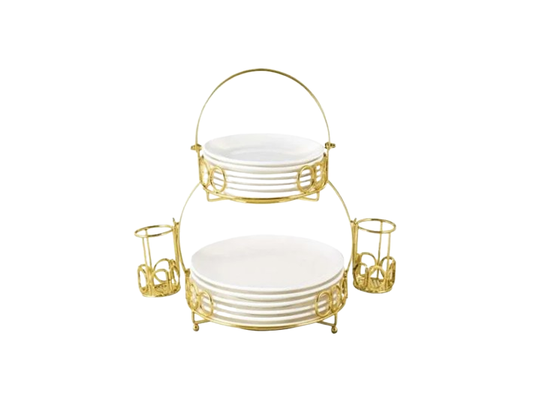 Golden Multi-Section Utensil Caddy for Kitchen & Tabletop