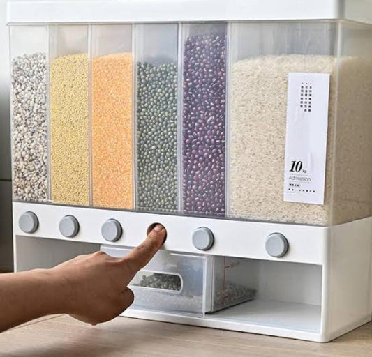 6-Grid Dry Food Dispenser Wall Mounted 10KG Capacity