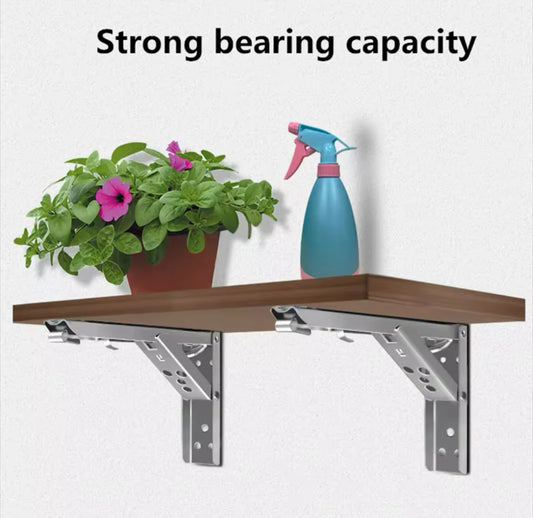 Stainless Steel Collapsible Wall Shelf with Adjustable Triangle Brackets