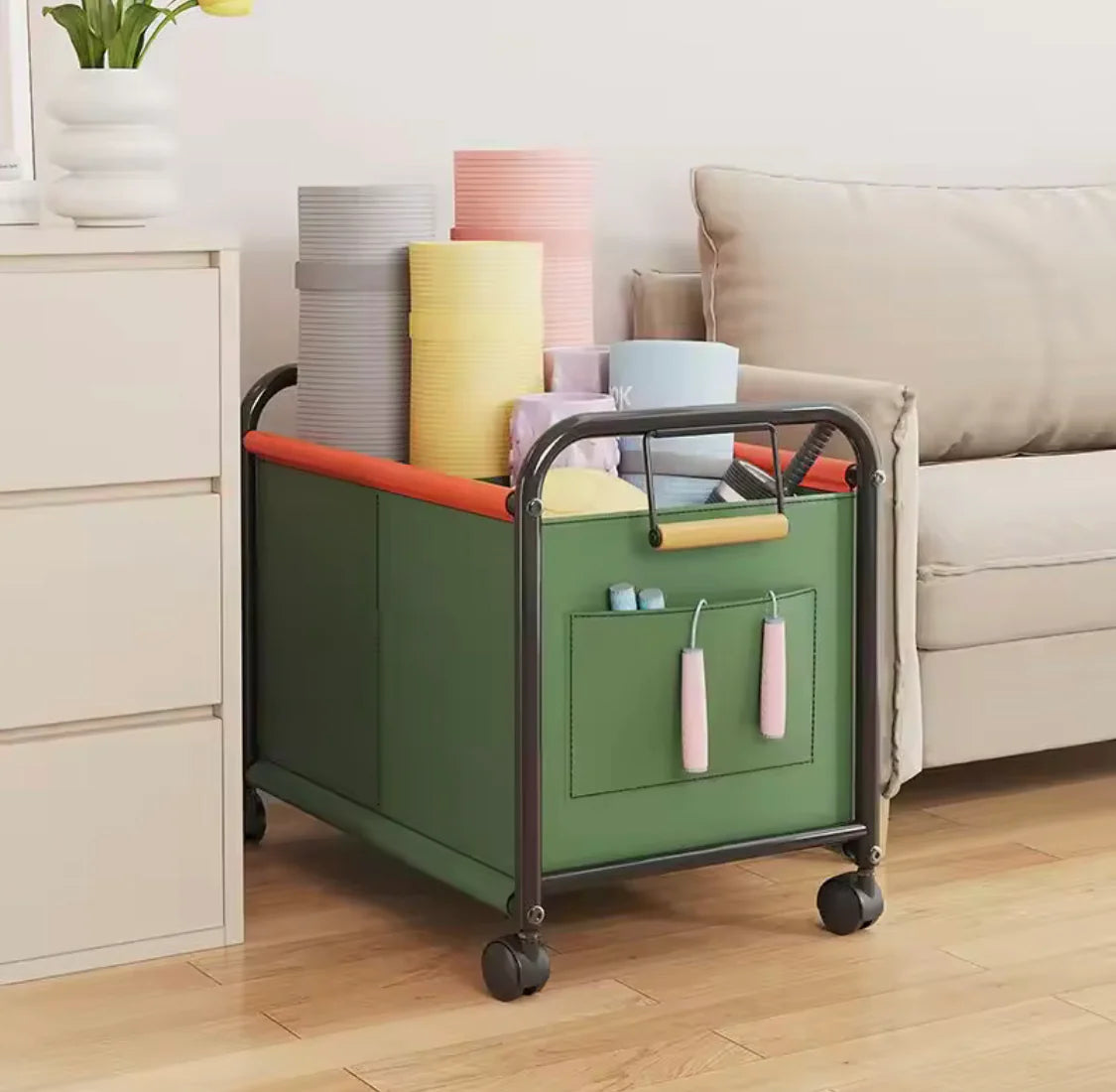 Kids Bedroom Toys Storage Box with Wheels Multipurpose Organizer Rack