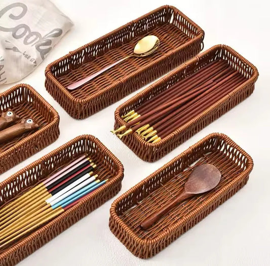 Plastic Imitation Rattan Storage Basket