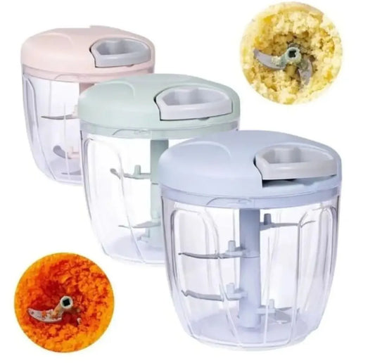 Purilite Select Manual Food Chopper | Speedy Hand Chopper Food Processor with Stainless Steel Blades | 500ML Capacity