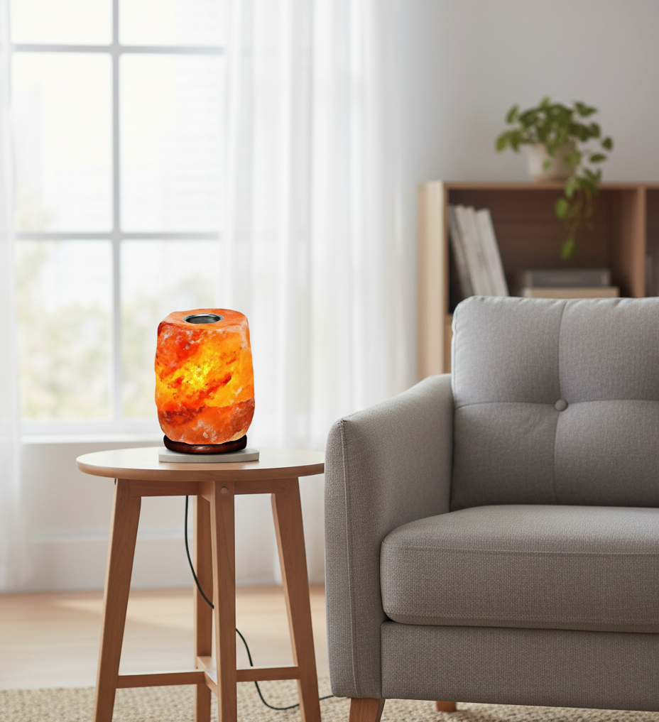 Salt Lamp (Aroma) – Handcrafted with Natural Wooden Base