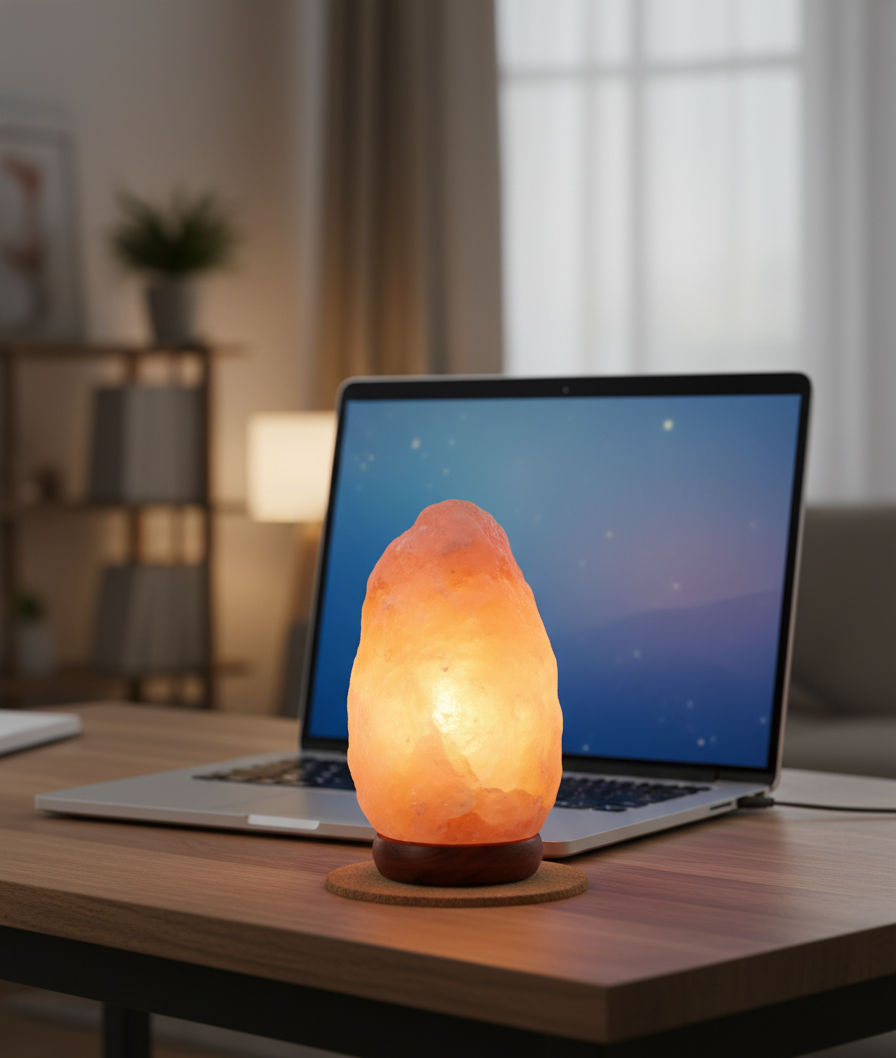 Himalayan Salt Lamp – Handcrafted with Natural Wooden Base