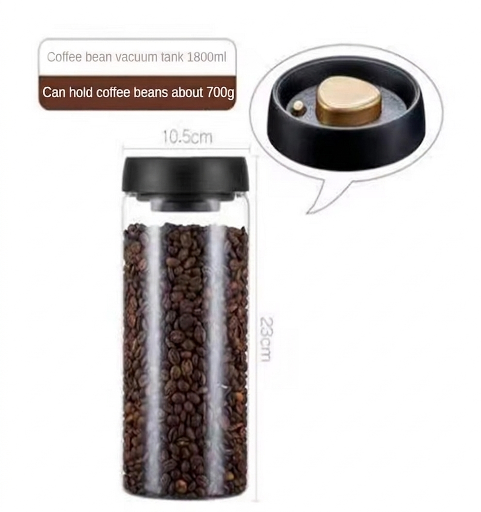 Purilite Select Vacuum Sealed Glass Storage Jar – Airtight Coffee Bean Container with Moisture-Proof Lid for Tea, Spices, and Dry Food Storage