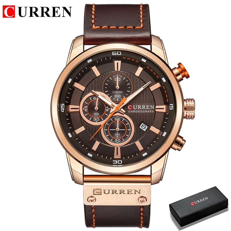CURREN 8291 Men’s Leather Sports Chronograph Watch