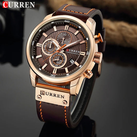CURREN 8291 Men’s Leather Sports Chronograph Watch