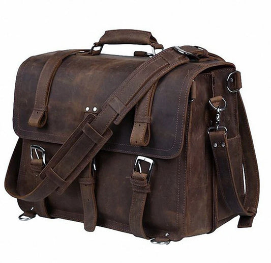 Purilite Select Vintage Crazy Horse Genuine Leather Men’s Briefcase