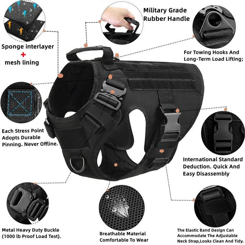 Purilite Select Tactical Military Dog Vest & Leash Set