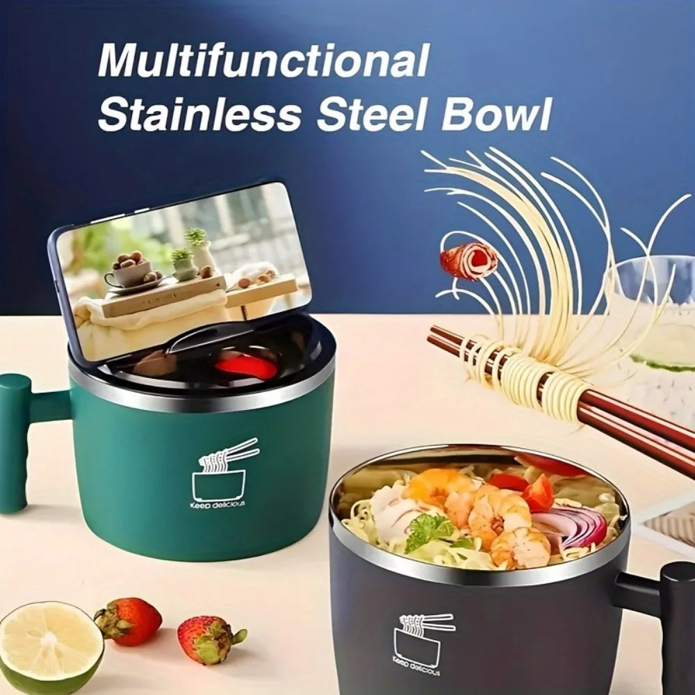 Purilite Select Insulated Instant Noodle Bowl with Lid and Handle, 1000ml Portable Soup and Lunch Bowl for Home, Office, Travel