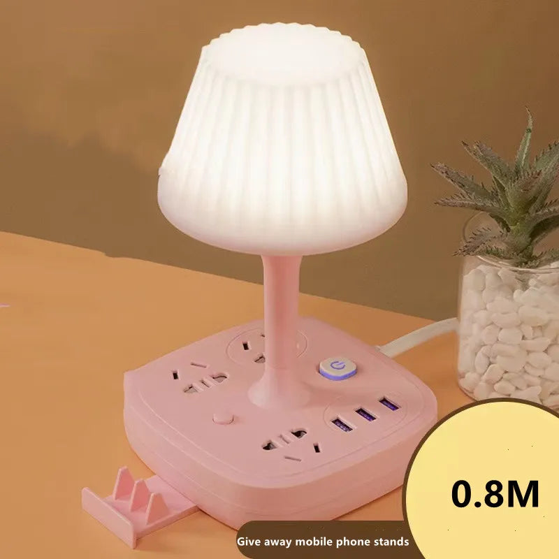 Purilite Select Multi-Functional Desk Table Lamp with Dual USB Charging Ports, Three AC Outlets and Phone Holder