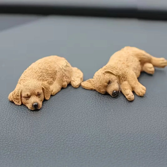Purilite Select Sleeping Dog Figurine Decoration Set of 3 Realistic Golden Retriever and Labrador Desktop Car Dashboard Display Ornaments