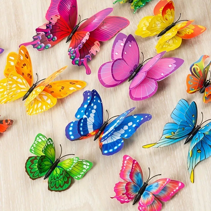 Purilite Select 12Pcs 3D Double Layer Butterfly Wall Stickers