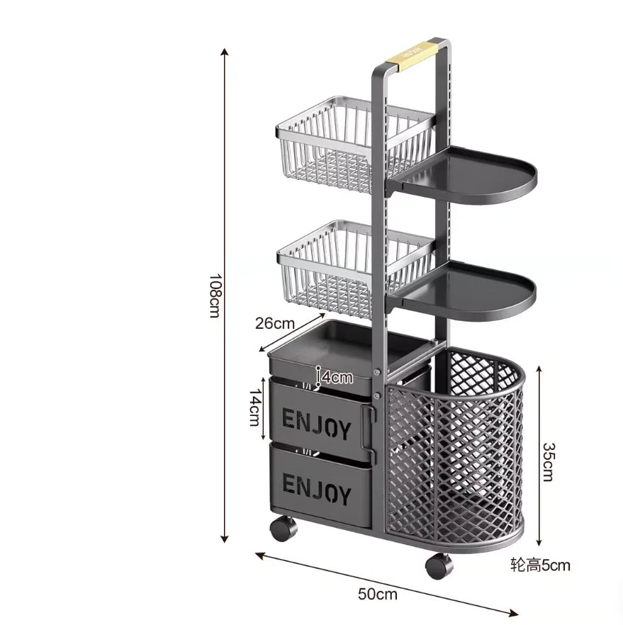 Purilite Select Multi-Level Kitchen Storage Rack | Floor Standing Fruit & Vegetable Organizer | Durable Metal Storage Shelf