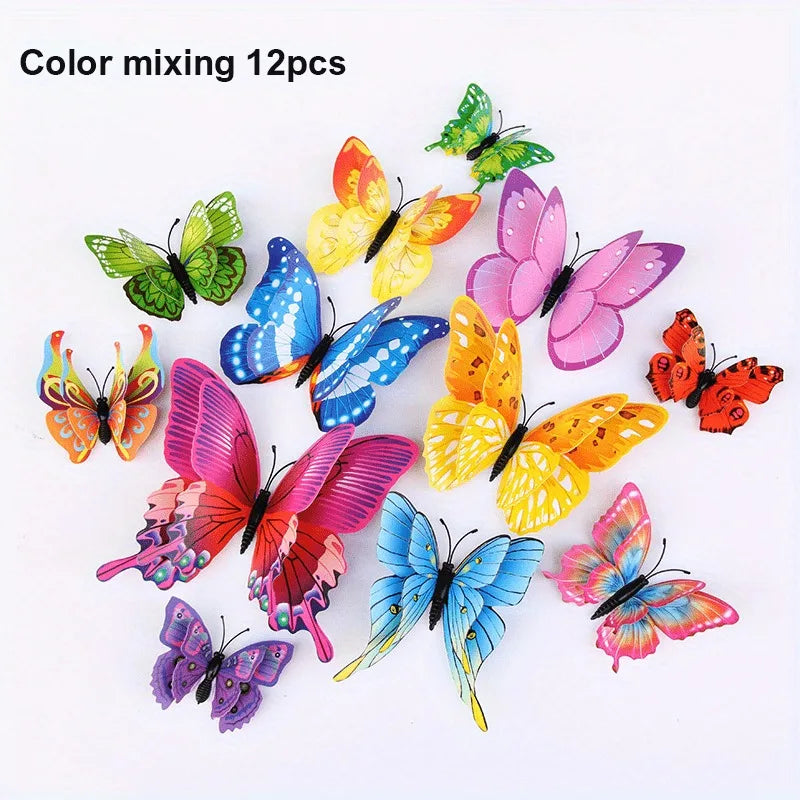 Purilite Select 12Pcs 3D Double Layer Butterfly Wall Stickers
