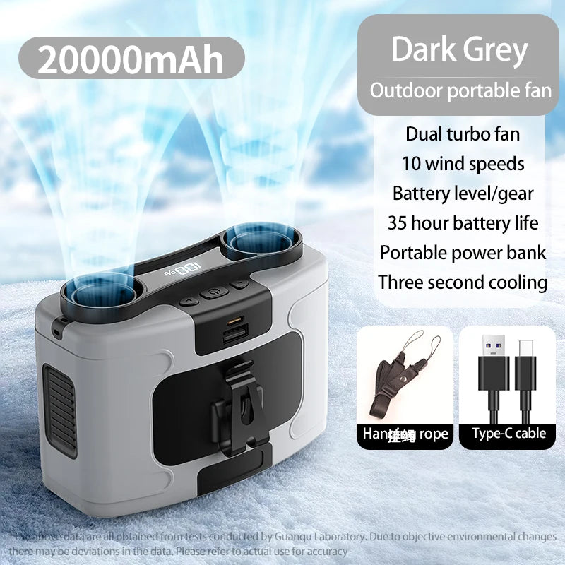 Purilite Select 20000mAh Outdoor Portable Waist & Hanging Neck Fan