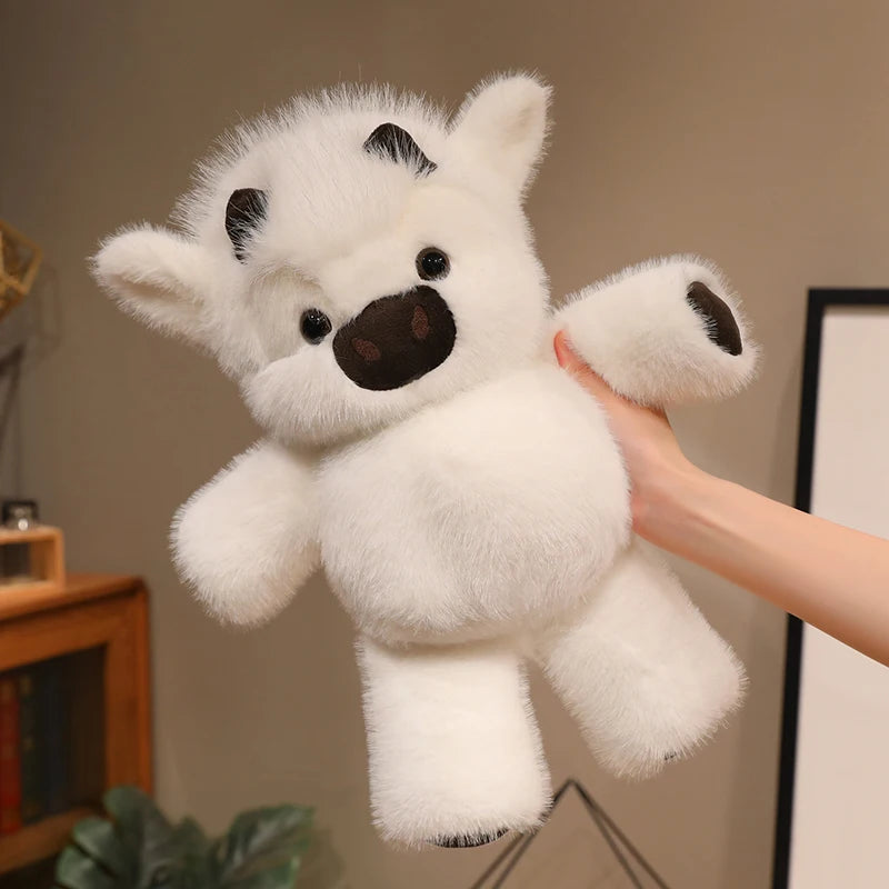 Purilite Select Fluffy Sitting Cattle Plush Toy Soft Stuffed Animal Doll Cozy PP Cotton Companion Gift for Kids & Home Decor