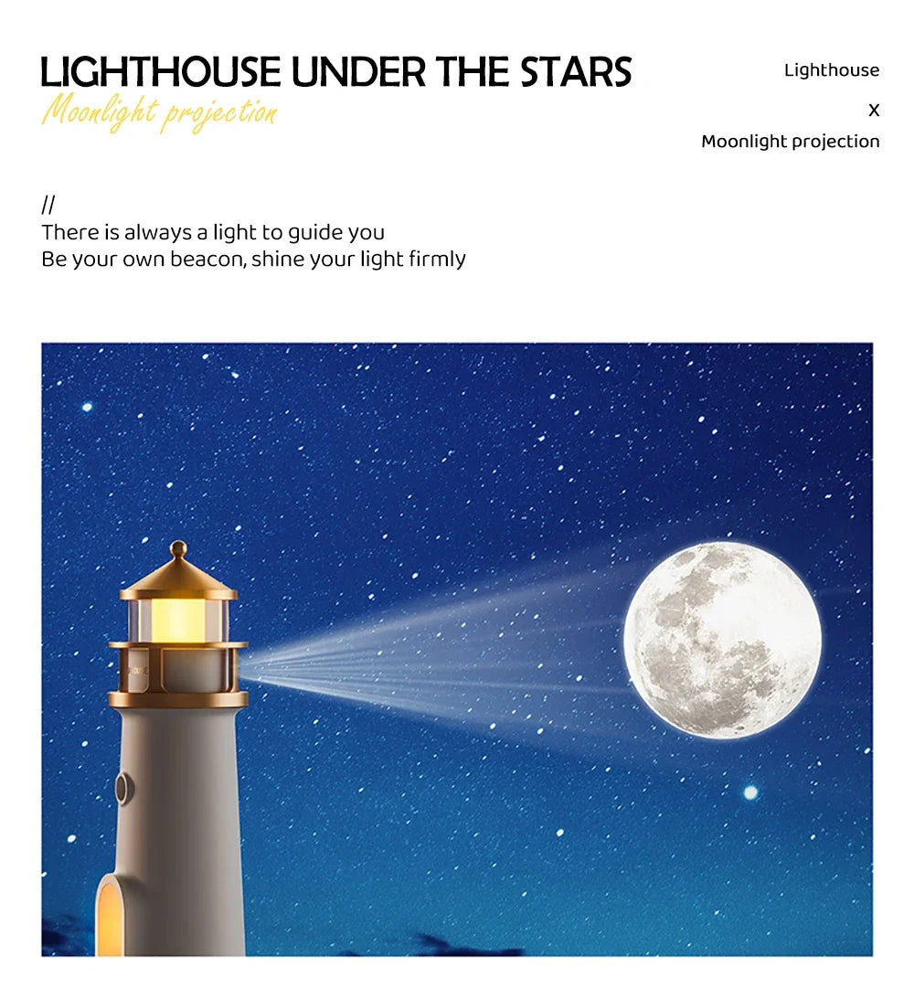 Purilite Select Moon Projection Lighthouse Night Light