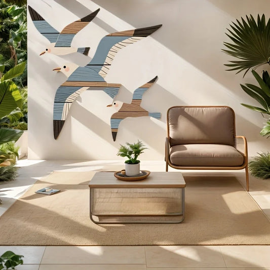 Purilite Select 3PCS Wooden Seagull Wall Decorations