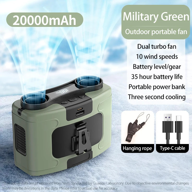 Purilite Select 20000mAh Outdoor Portable Waist & Hanging Neck Fan