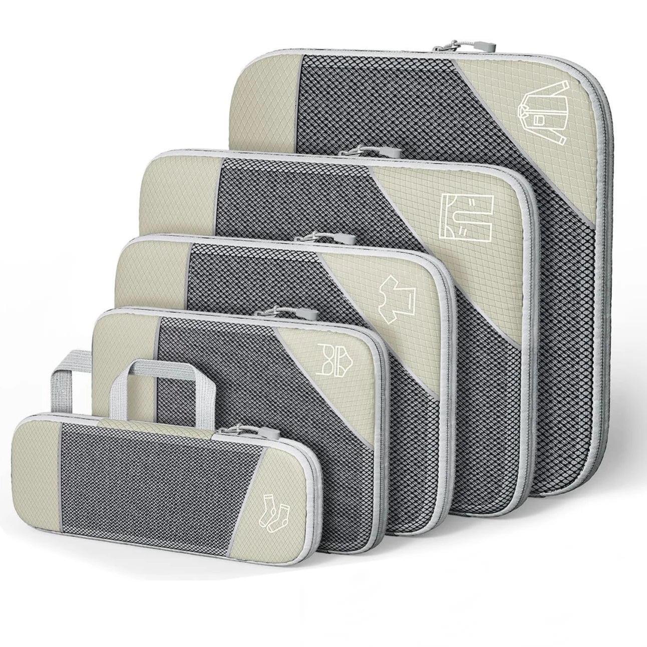 Purilite Select 5PCS Travel Compression Packing Cubes & Shoe Bag Set