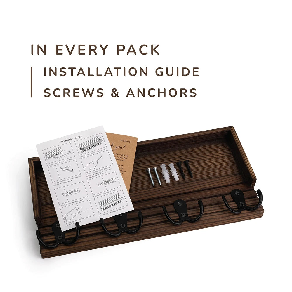 Purilite Select Wooden Key Holder with Mail Organizer