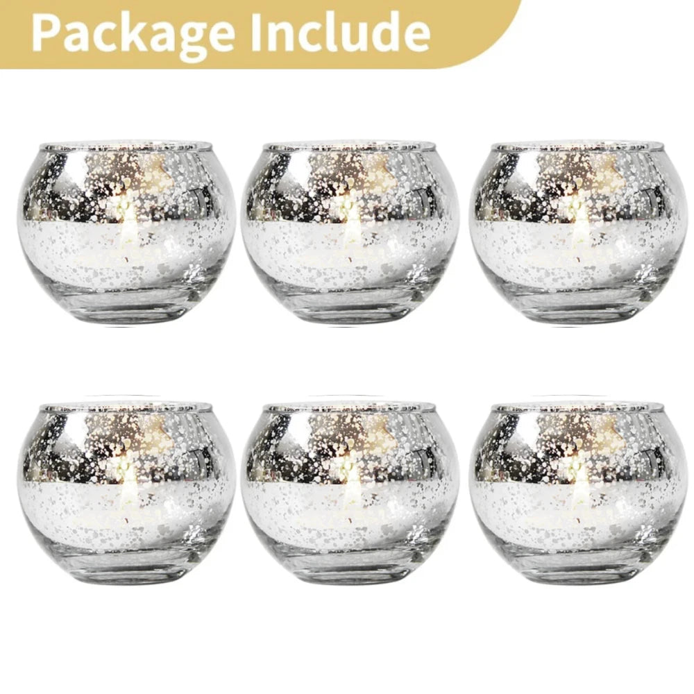 Purilite Select 6/12Pcs Round Speckled Glass Votive Candle Holders