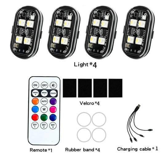 Purilite Select Wireless LED Strobe Lights – 8-Color USB Rechargeable Atmosphere & Warning Lamps (2/4 Pcs)