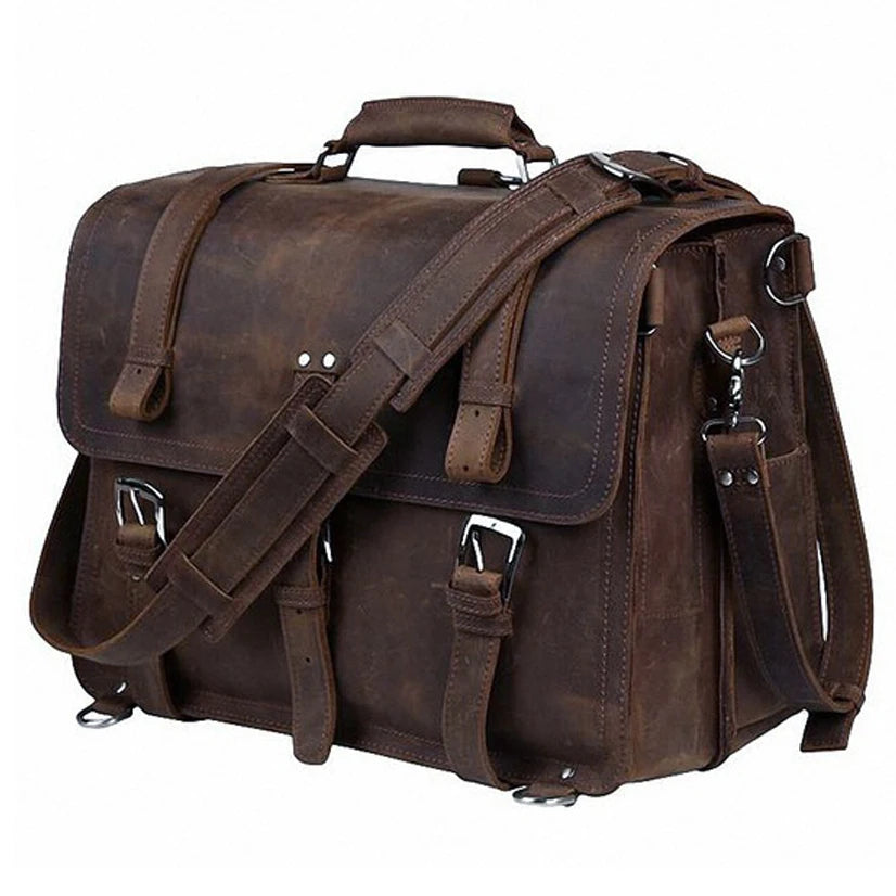 Purilite Select Vintage Crazy Horse Genuine Leather Men’s Briefcase