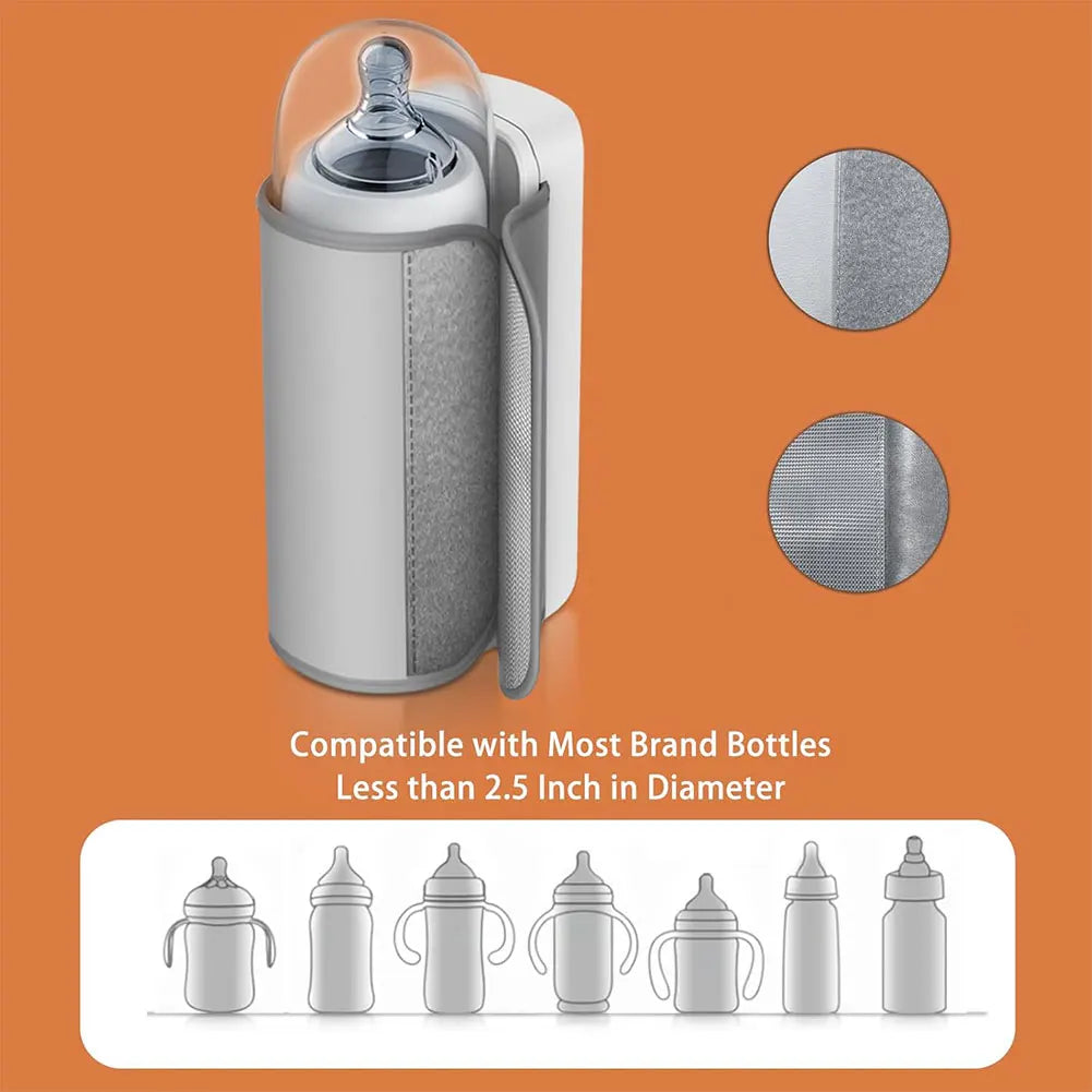 Purilite Select Portable Bottle Warmer Rechargeable Cordless | USB Baby Milk Warmer with Temperature Control | Travel Baby Feeding Accessory