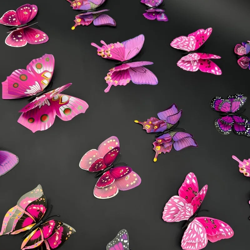 Purilite Select 12Pcs 3D Double Layer Butterfly Wall Stickers