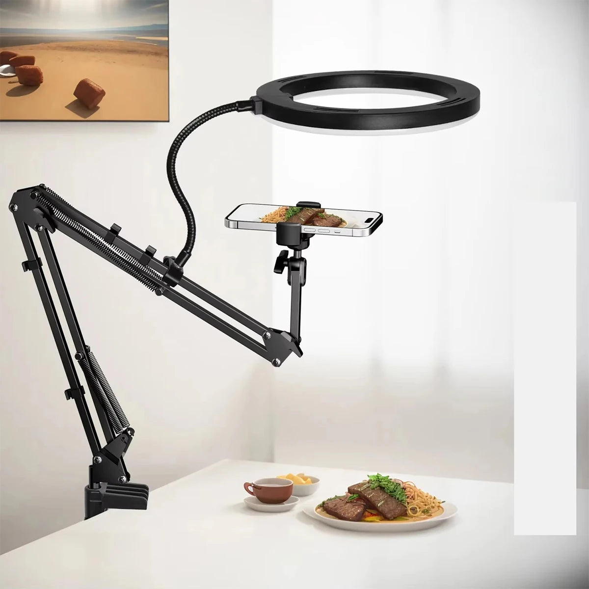 Purilite Select Live-Streaming Clamp Stand with Fill Light & Phone Mount