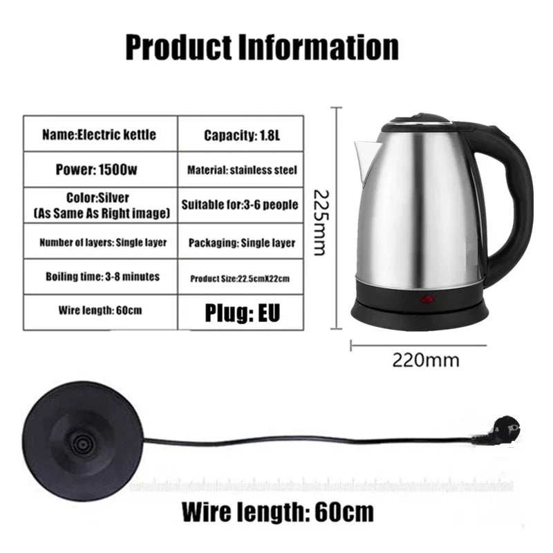 Purilite Select Stainless Steel Electric Kettle (220V, Auto Shut-Off)