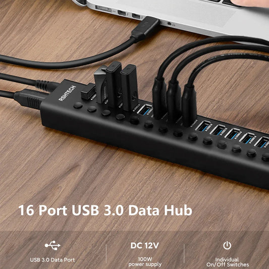 Purilite Select USB 3.0 Hub – Aluminum 10/13/16-Port Expander