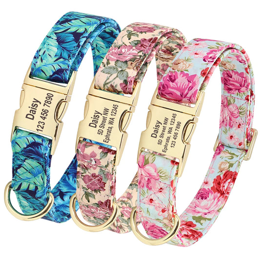 Purilite Select Personalized Floral Dog Collar and Leash Set