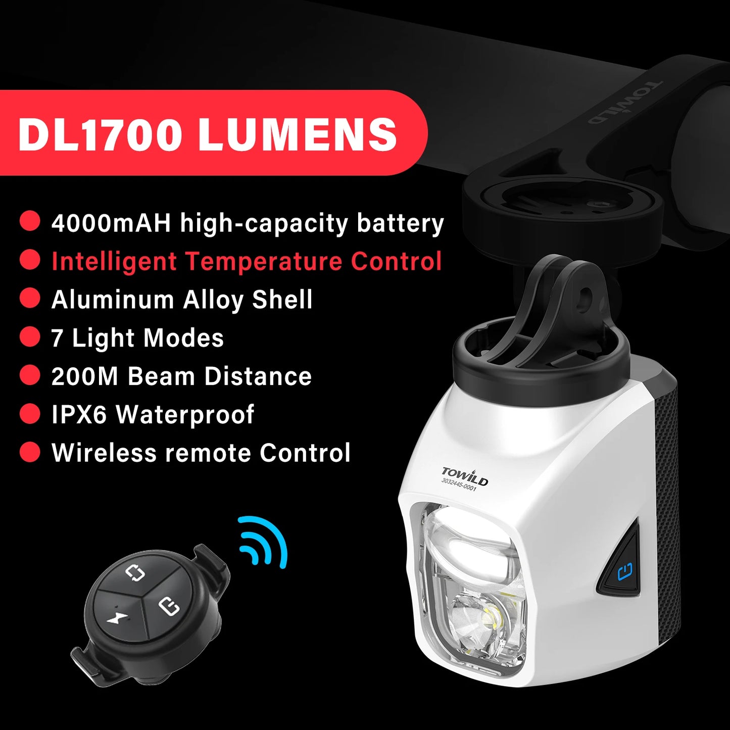 Purilite Select DL1200S/DL1700 Bicycle Light With Cut-Off Line Beam