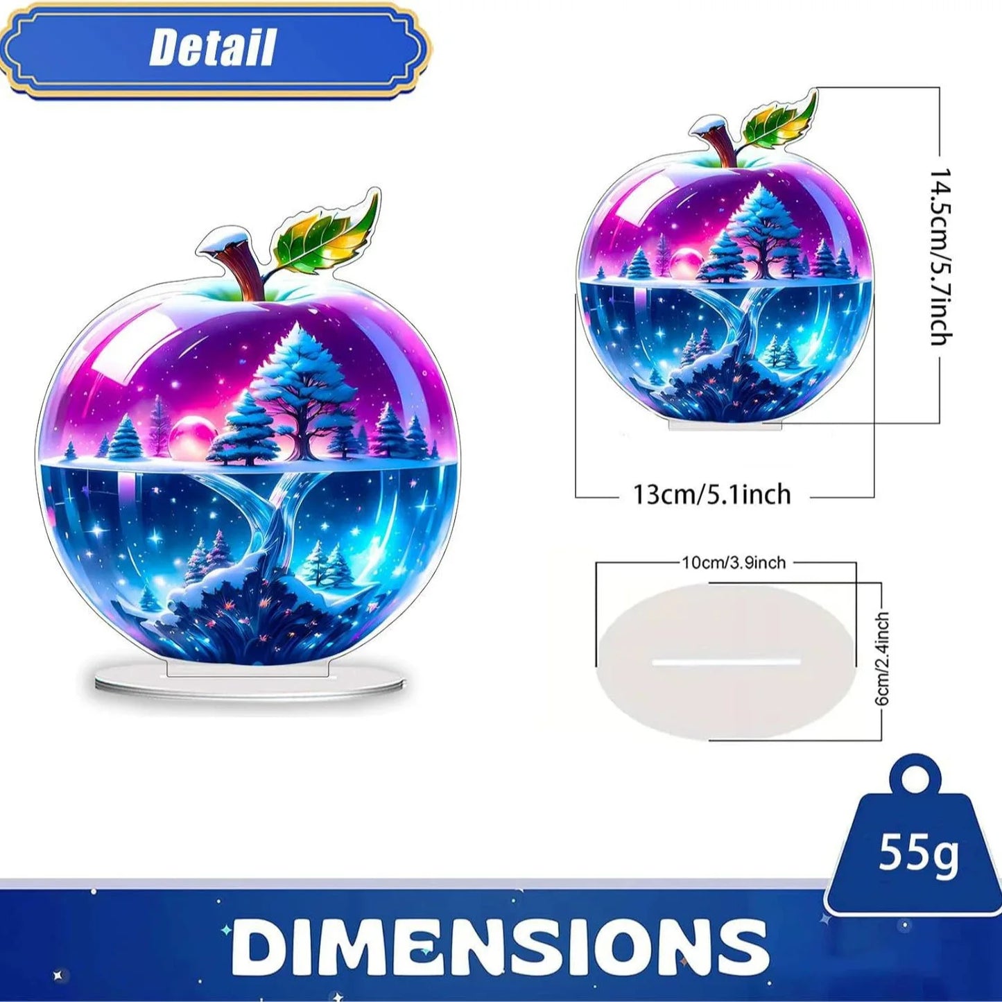 Purilite Select 2D Acrylic Apple Shape Table Ornaments