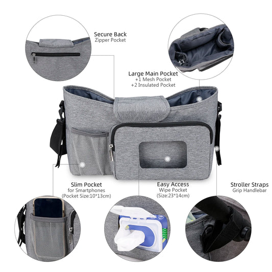 Purilite Select Small Diaper Bag Stroller Organizer