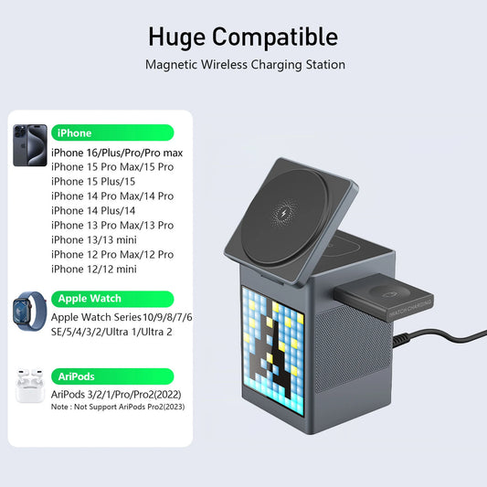 Purilite Select 3-in-1 Magnetic Wireless Charging Station with Bluetooth Speaker