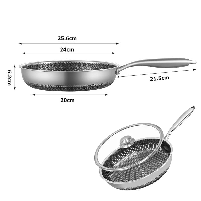 Purilite Select 28cm Stainless Steel Nonstick Honeycomb Frying Pan with Lid