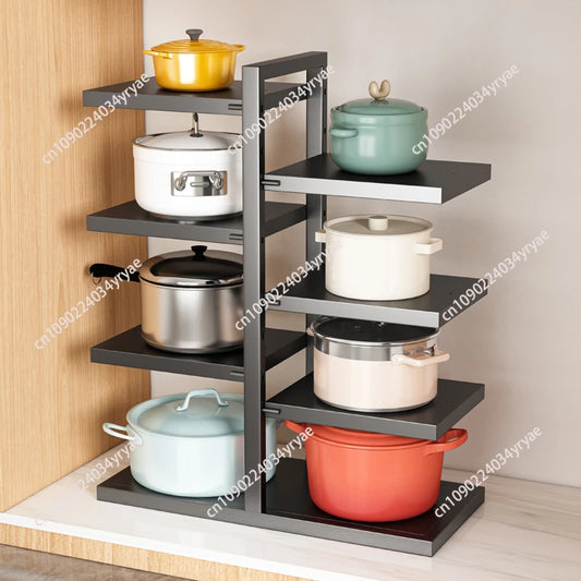 Purilite Select 8-Layer Adjustable Pot Organizer | Expandable Metal Storage Rack | Kitchen Cabinet & Lid Organizer