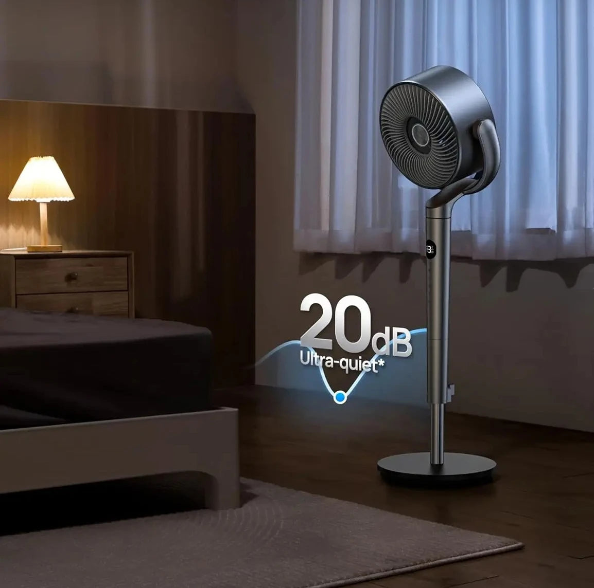 Purilite Select Ultra Quiet Pedestal Fan | 120° Omni-Directional Oscillation | Foldable DC Motor Standing Fan with Remote