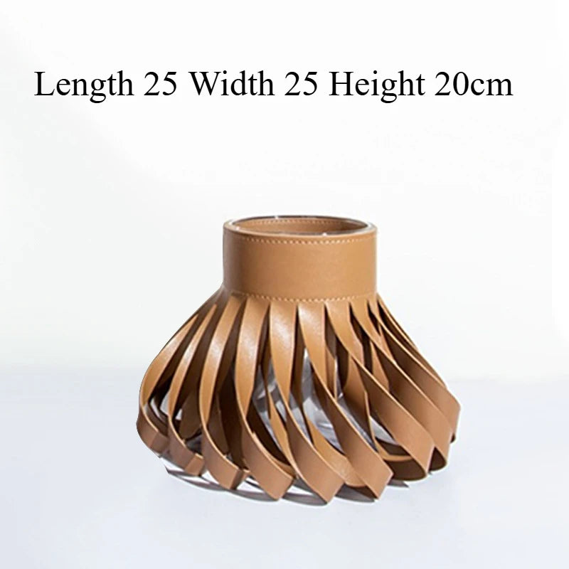 Purilite Select Luxury Aesthetic Glass & Leather Vase